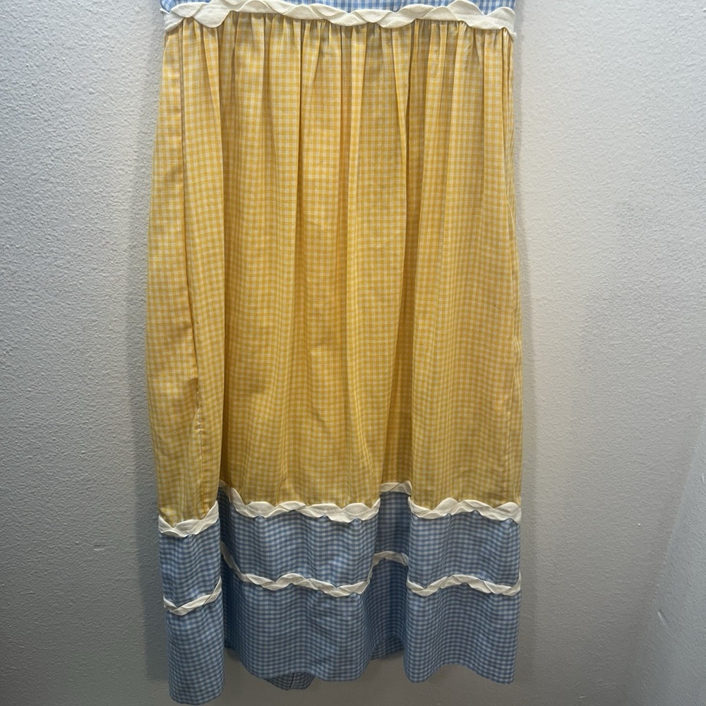 VTG 70s Prairie Dress & Pinafore Eye Candy by the‎ Flaums Cottagecore Gingham S - Picture 16 of 16
